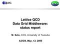 Lattice QCD Data Grid Middleware: status report M. Sato, CCS, University of Tsukuba ILDG6, May, 12, 2005.