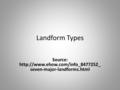 Landform Types Source:  seven-major-landforms.html.