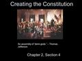 Creating the Constitution Chapter 2, Section 4 An assembly of “demi-gods.” – Thomas Jefferson.