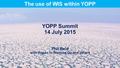 The use of WIS within YOPP YOPP Summit 14 July 2015 Phil Reid with thanks to Weiqing Qu and others.
