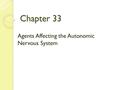 Chapter 33 Agents Affecting the Autonomic Nervous System.