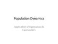 Population Dynamics Application of Eigenvalues & Eigenvectors.