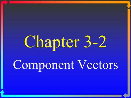 Chapter 3-2 Component Vectors. Pythagorean Theorem If two vectors are at a 90 0 angle, use the Pythagorean Theorem to find the resultant vector. C 2 =