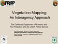 Vegetation Mapping An Interagency Approach The California Department of Forestry and Fire Protection and the USDA Forest Service Mark Rosenberg: Research.