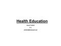 Health Education Sarah Follett P-1