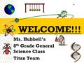 WELCOME!!! Ms. Hubbell’s 8 th Grade General Science Class Titan Team.