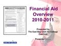 Financial Aid Overview 2010-2011 Presented by The East Bay Cash for College Coalition Presenter: ……..