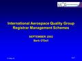 31-May-16 chart 1 International Aerospace Quality Group Registrar Management Schemes SEPTEMBER 2002 Barb O'Dell.