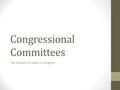 Congressional Committees The Division of Labor in Congress.