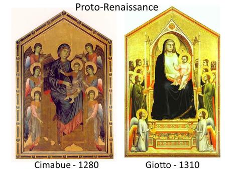 Giotto - 1310Cimabue - 1280 Proto-Renaissance. Giotto – Lamentation over the Dead Christ (1305) Proto-Renaissance.