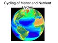 Cycling of Matter and Nutrient Cycles. The Biosphere Biosphere is the living surface of earth Lithosphere is the hard part of the earths surface Hydrosphere.