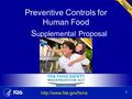 Preventive Controls for Human Food S upplemental Proposal 1