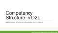 Competency Structure in D2L MEASURING STUDENT LEARNING OUTCOMES Pima Community College Center for Learning Technology.