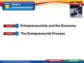 What is Entrepreneurship? Glencoe Entrepreneurship: Building a Business 1 1 Entrepreneurship and the Economy The Entrepreneurial Process 1.1 Section 1.2.