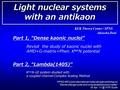 Light nuclear systems with an antikaon KEK Theory Center / IPNS KEK Theory Center / IPNS Akinobu Doté Part 1, “Dense kaonic nuclei” Revisit the study of.
