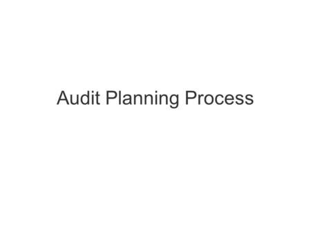Audit Planning Process