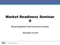 1 Market Readiness Seminar 9 Remaining Market Trials and Cutover Activities November 10, 2010.