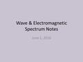 Wave & Electromagnetic Spectrum Notes June 1, 2016.
