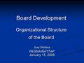 Board Development Organizational Structure of the Board Joey Wallace RESNA/NATTAP January 15, 2008.
