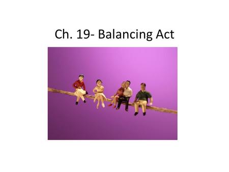 Ch. 19- Balancing Act. Priorities- things most important Maintaining balance – Take charge of time – How do you use your time? Learning: – Get more out.