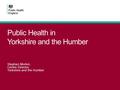 Public Health in Yorkshire and the Humber Stephen Morton, Centre Director, Yorkshire and the Humber.