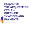 Chapter 10 THE ACQUISITION CYCLE— PURCHASE INVOICES AND PAYMENTS.