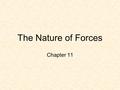 The Nature of Forces Chapter 11 Force A force is a push or pull A force gives energy to an object sometimes causing it to start moving, stop moving,