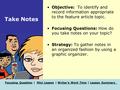 Focusing QuestionFocusing Question | Mini Lesson | Writer’s Work Time | Lesson SummaryMini LessonWriter’s Work TimeLesson Summary Take Notes Objective:
