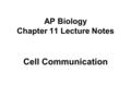 AP Biology Chapter 11 Lecture Notes Cell Communication.