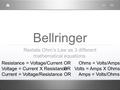 Bellringer Restate Ohm’s Law as 3 different mathematical equations. Resistance = Voltage/Current Voltage = Current X Resistance Current = Voltage/Resistance.