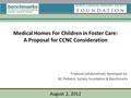 Medical Homes For Children in Foster Care: A Proposal for CCNC Consideration Proposal collaboratively developed by: NC Pediatric Society Foundation & Benchmarks.
