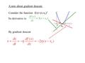 A note about gradient descent: Consider the function f(x)=(x-x 0 ) 2 Its derivative is: By gradient descent. x0x0 + -