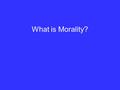 What is Morality?. Morality is, at very least, the effort to guide one’s conduct by reason -- that is, to do what there are the best reasons for doing--