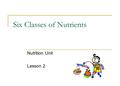 Six Classes of Nutrients Nutrition Unit Lesson 2.