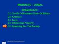 ASME C&S Training Module C5 MODULE C - LEGAL SUBMODULES C1. Conflict Of Interest/Code Of Ethics C2. Antitrust C3. Torts C4. Intellectual Property C5. Speaking.