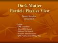 Dark Matter Particle Physics View Dmitri Kazakov JINR/ITEP Outline DM candidates Direct DM Search Indirect DM Search Possible Manifestations DM Profile.