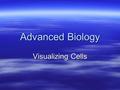 Advanced Biology Visualizing Cells. The Human Eye  Resolution – The minimum distance two points can be apart and still be distinguished as two separate.