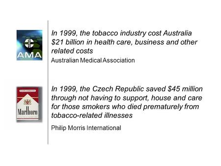 In 1999, the Czech Republic saved $45 million through not having to support, house and care for those smokers who died prematurely from tobacco-related.