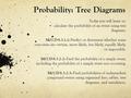 Probability: Tree Diagrams Today you will learn to: calculate the probability of an event using tree diagrams. M07.D-S.3.1.1: Predict or determine whether.