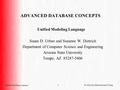 Unified Modeling Language © 2002 by Dietrich and Urban1 ADVANCED DATABASE CONCEPTS Unified Modeling Language Susan D. Urban and Suzanne W. Dietrich Department.