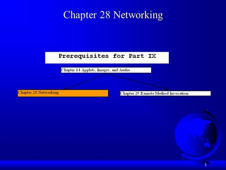 1 Chapter 28 Networking. 2 Objectives F To comprehend socket-based communication in Java (§28.2). F To understand client/server computing (§28.2). F To.
