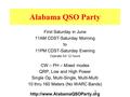 1 Alabama QSO Party First Saturday in June 11AM CDST-Saturday Morning to 11PM CDST-Saturday Evening Operate full 12 hours CW – PH – Mixed modes QRP, Low.