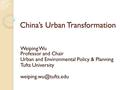 China’s Urban Transformation Weiping Wu Professor and Chair Urban and Environmental Policy & Planning Tufts University
