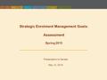 Strategic Enrolment Management Goals: Assessment Spring 2015 Presentation to Senate May 13, 2015.