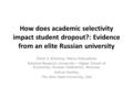 How does academic selectivity impact student dropout?: Evidence from an elite Russian university Elena V. Kolotova, Maria Dobryakova National Research.