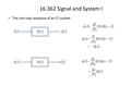 16.362 Signal and System I The unit step response of an LTI system.