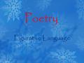 Poetry Figurative Language. Poetry Type of literature in which ideas and feelings are expresses in compact, imaginative, and musical language. *Written.