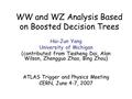 WW and WZ Analysis Based on Boosted Decision Trees Hai-Jun Yang University of Michigan (contributed from Tiesheng Dai, Alan Wilson, Zhengguo Zhao, Bing.