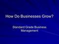 How Do Businesses Grow? Standard Grade Business Management.