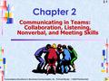 2.1 To accompany Excellence in Business Communication, 5e, Thill and Bovée © 2002 Prentice-Hall Chapter 2 Communicating in Teams: Collaboration, Listening,